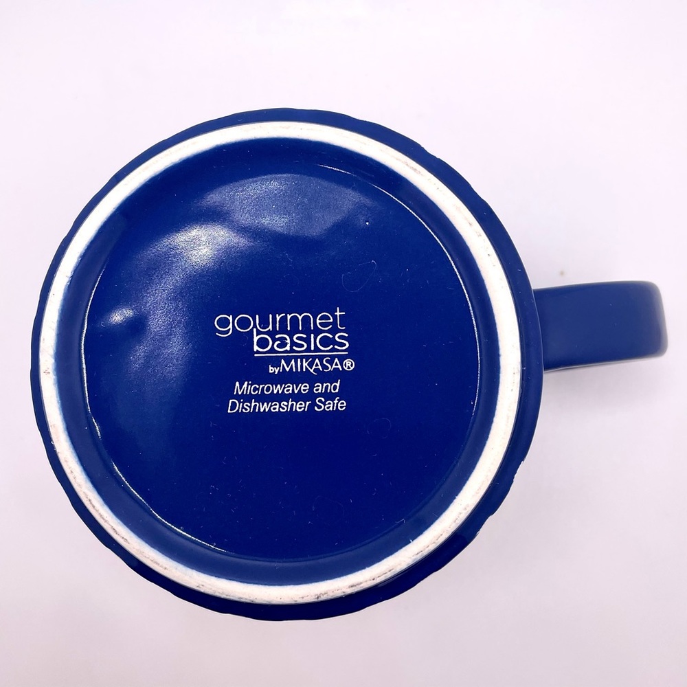 Gourmet Basics by MIKASA Blue and White Diamond Coffee Mug - Tea Hot Chocolate - Picture 4 of 6